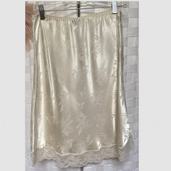 VTG Christian Dior Saks Fifth Avenue Ivory Satin Slip Skirt Size L - Picture 5 of 7